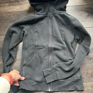 lululemon athletica size 8 washed black Gray Hoodie